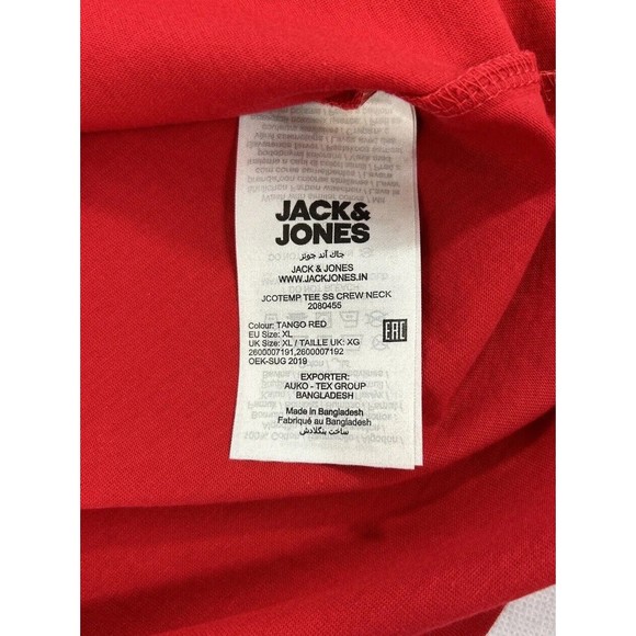 JACK & JONES Mens XL Core Colorblock T-Shirt Top Grey Red Large Logo UK Size NWT - Picture 10 of 11